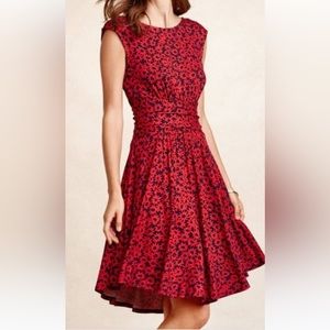 Flirty red and black floral sundress with reversable neckline